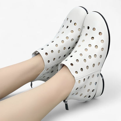 Jane | Atmungsaktive Leder-Stiefeletten mit Absatz und hinterem Reißverschluss