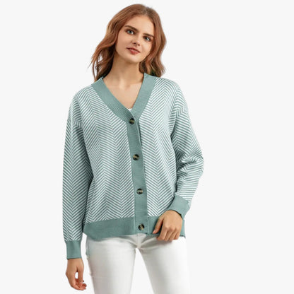 Rebecca | Damen-V-Ausschnitt-Cardigan – Leicht und elegant für den Herbst