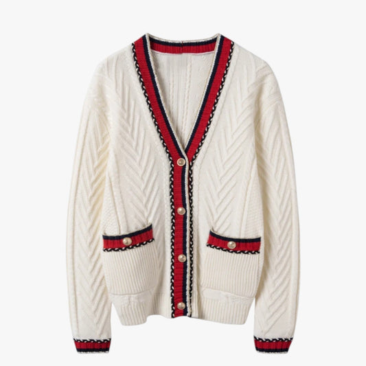 Grace | Damen-Retro-Cardigan mit V-Ausschnitt, weich, oversized und elegant