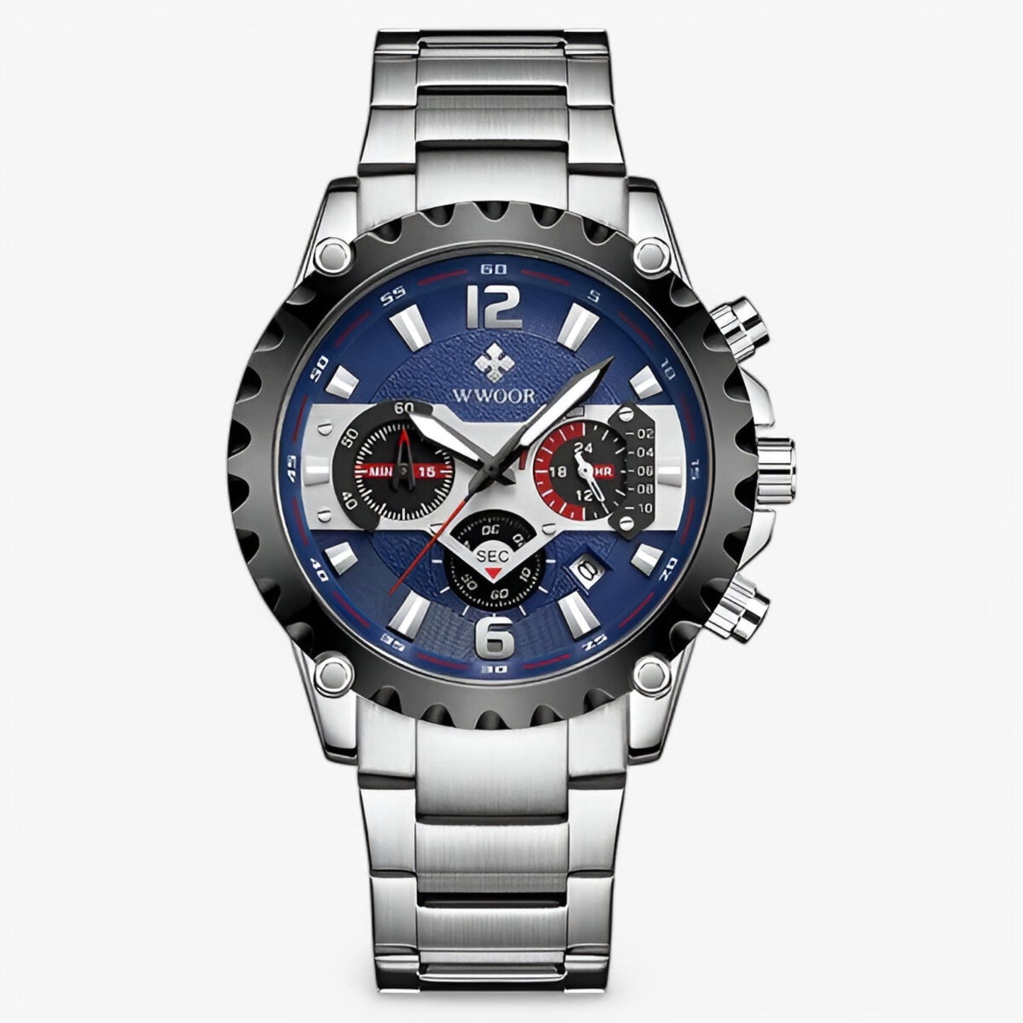 Cleo | Luxuriöse Chronographenarmbanduhr aus rostfreiem Stahla