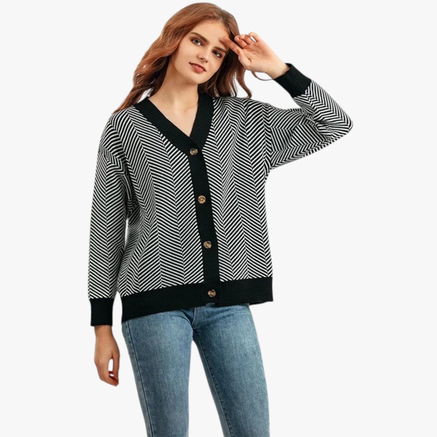 Rebecca | Damen-V-Ausschnitt-Cardigan – Leicht und elegant für den Herbst