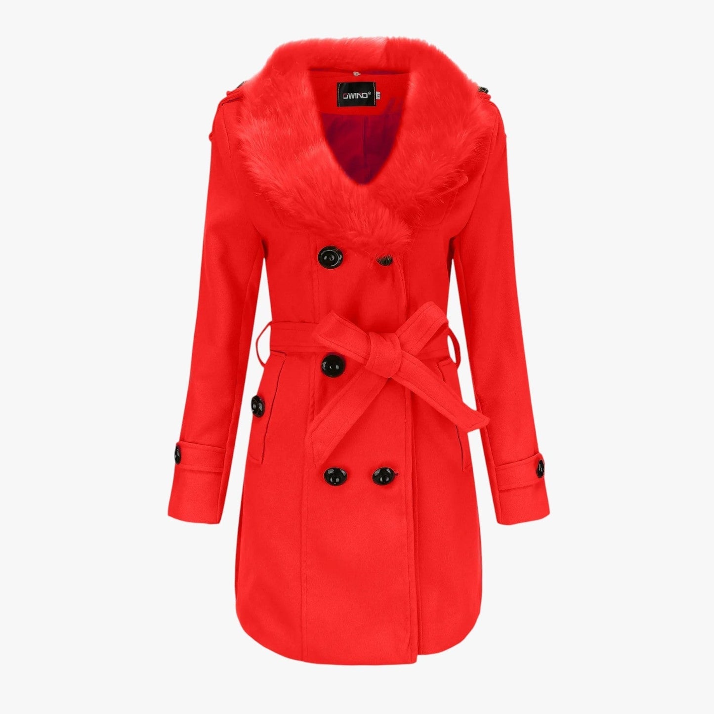 Jenna | Langer Wollmantel mit Pelzkragen: Eleganz und Wärme für den Winter