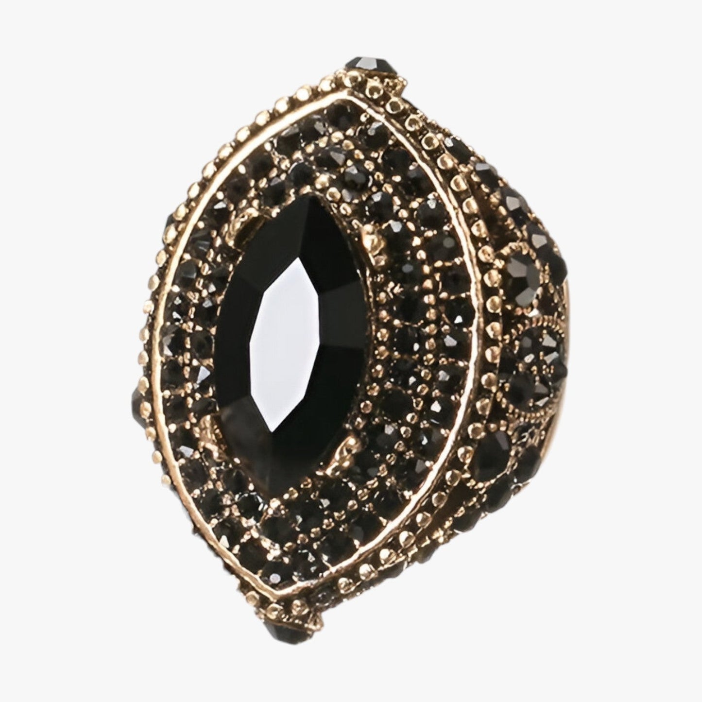 Lia | Boho Vintage Ring mit schwarzem Kristall