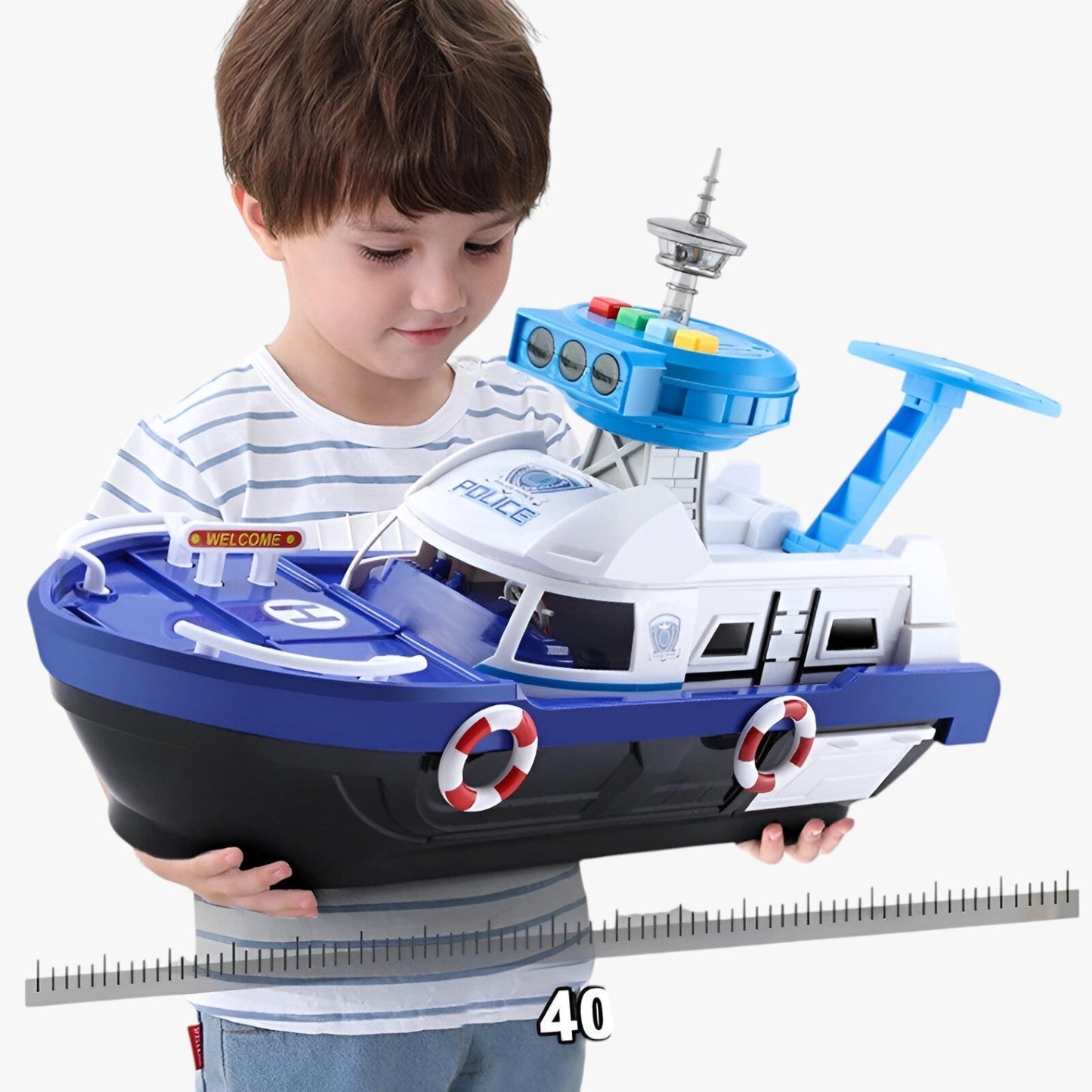 Drew | Leuchtendes Spielzeugboot mit Schwungantrieb