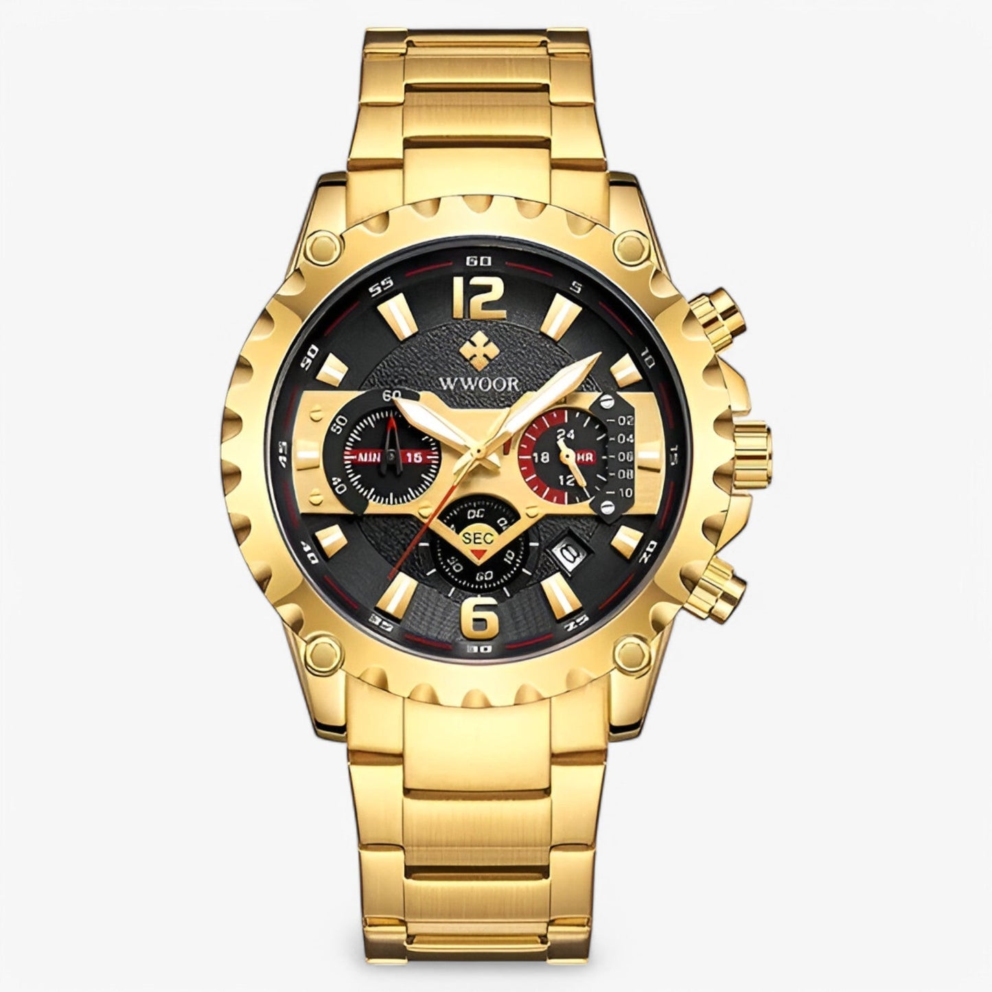 Cleo | Luxuriöse Chronographenarmbanduhr aus rostfreiem Stahla