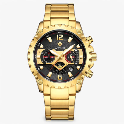Cleo | Luxuriöse Chronographenarmbanduhr aus rostfreiem Stahla