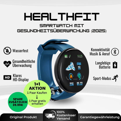 HealthFit - Gesundheits u.-Fitness-Smartwatch (2025) - Sonderaktion 1+1 Gratis