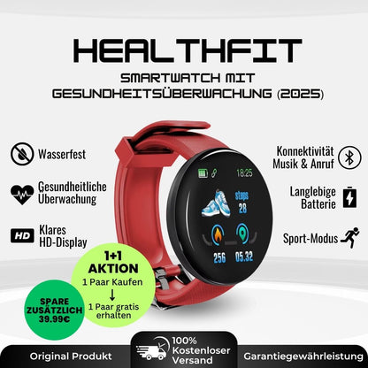 HealthFit - Gesundheits u.-Fitness-Smartwatch (2025) - Sonderaktion 1+1 Gratis