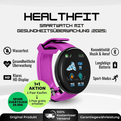 HealthFit - Gesundheits u.-Fitness-Smartwatch (2025) - Sonderaktion 1+1 Gratis