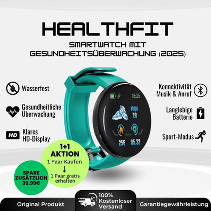 HealthFit - Gesundheits u.-Fitness-Smartwatch (2025) - Sonderaktion 1+1 Gratis