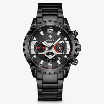 Cleo | Luxuriöse Chronographenarmbanduhr aus rostfreiem Stahla