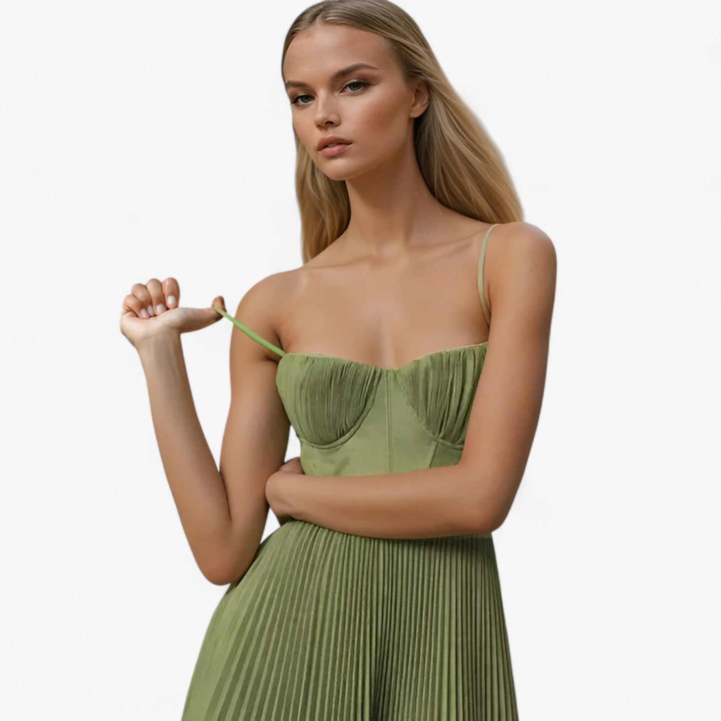 Delia | Plissiertes Maxikleid für Frauen