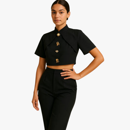 Janella | Kurzes dekoratives Metallhemd