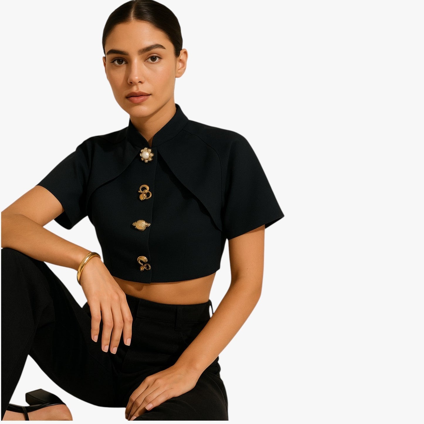 Janella | Kurzes dekoratives Metallhemd