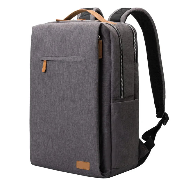 Graue multifunktionale Reisetasche, Laptop-Rucksack, USB-Anschluss, leicht, Damen.