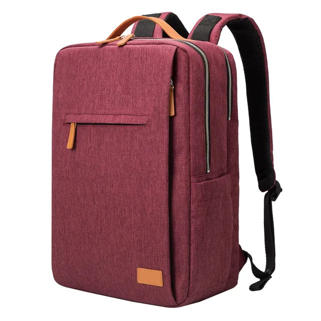 Bordeauxfarbener Laptop-Rucksack, multifunktional, USB-Anschluss, leicht, für Damen.