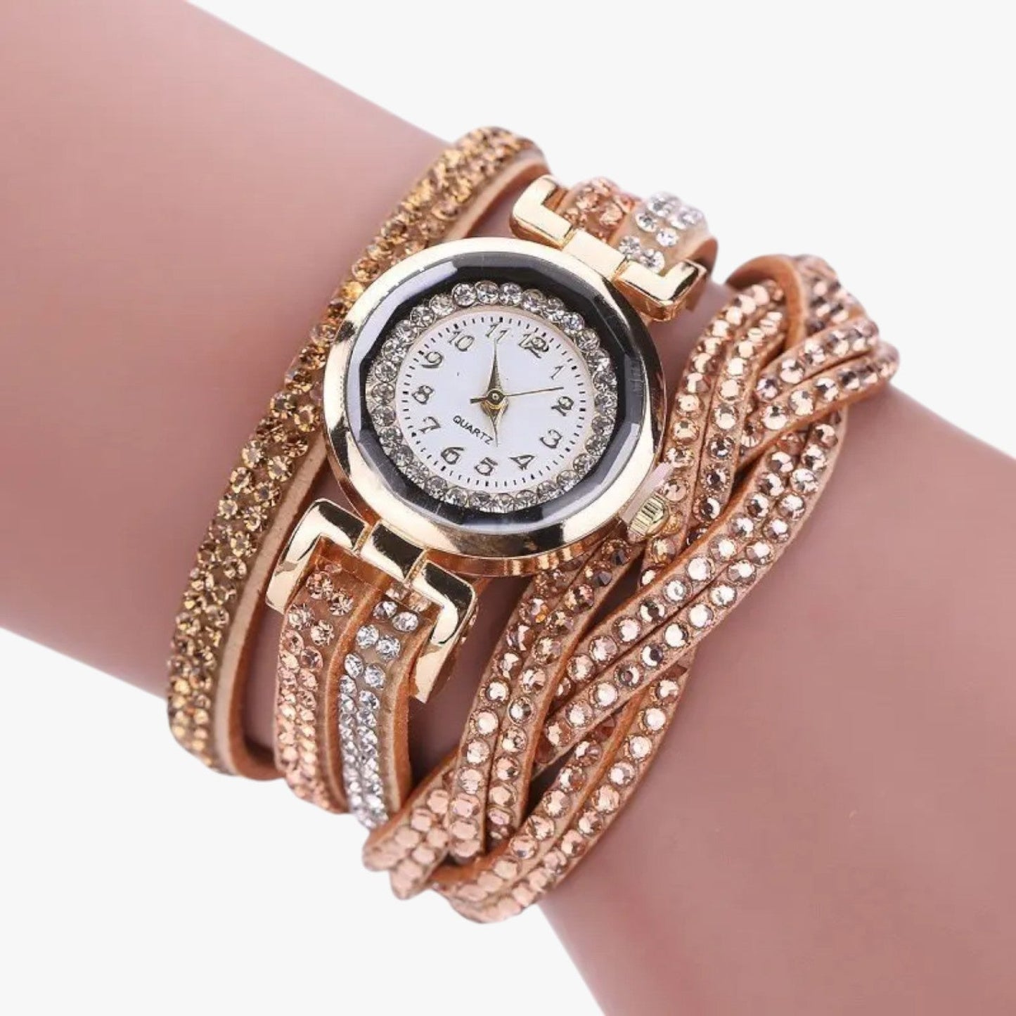 Heidi | Damenuhr mit langem Lederarmband: Eleganz und Glanz vereint