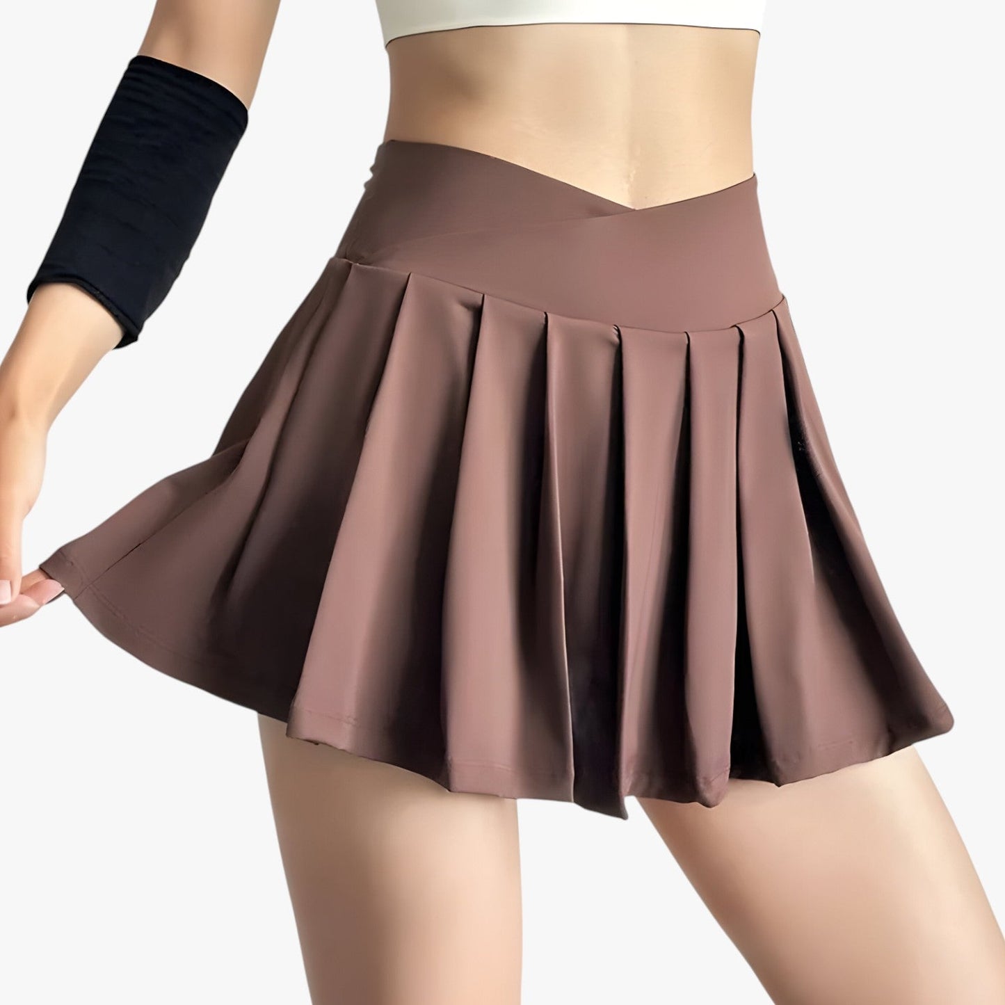 Luna | Hoher taille plissierter sportlicher Rock mit integrierten Shorts