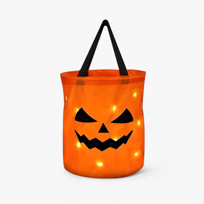 Kürbis Süßigkeitentasche - LED-Beleuchtung für Halloween und Erntedankfest