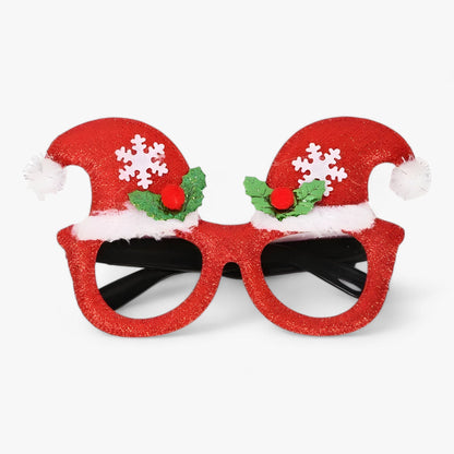Urlaubsfeiernder | Weihnachtsbrille mit Weihnachtsmann, Weihnachtsbaum und Schneemann - Lustige Accessoires für Festtagsfotos