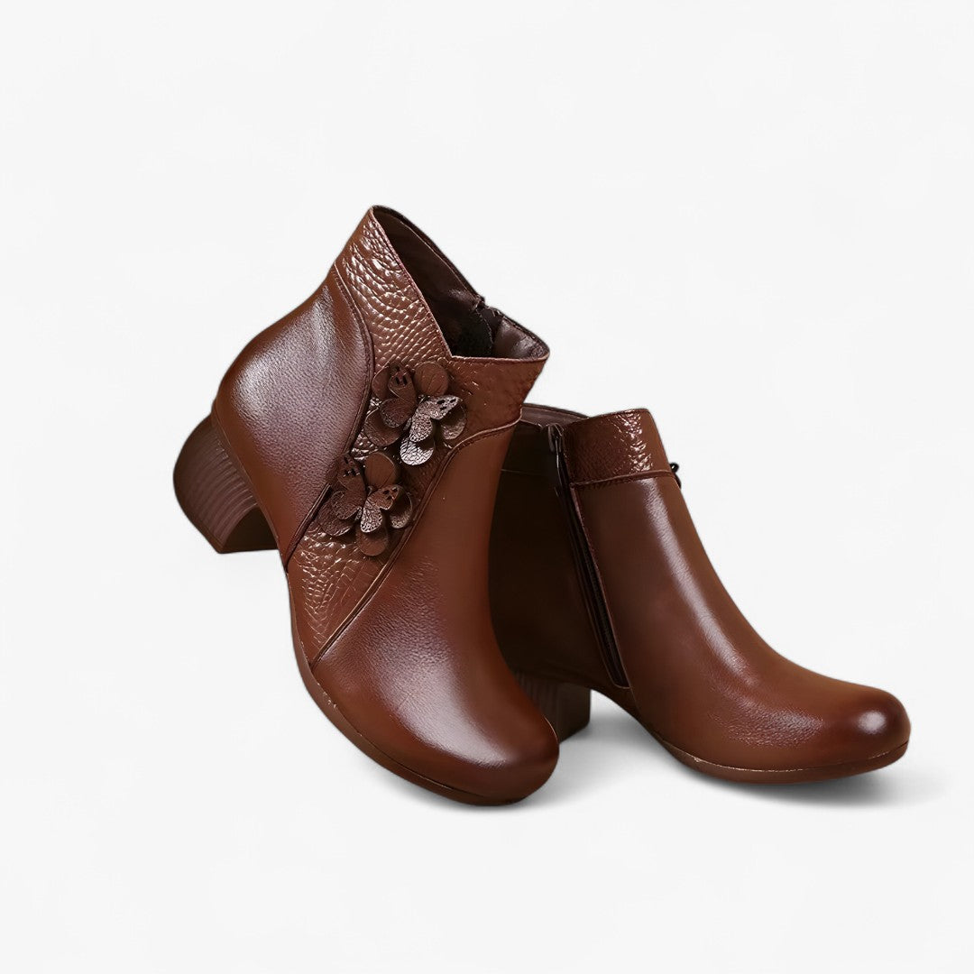 Greta | Retro-Stiefeletten aus echtem Leder mit optischem Absatz