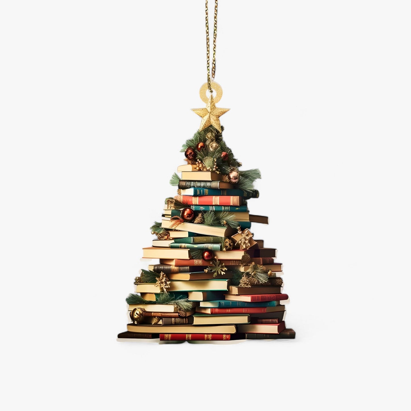 Bücherliebhaber | Pendelleuchte Bücher in flachem 2D-Acryl - Kreative Weihnachtsdekoration für Zuhause und Fenster