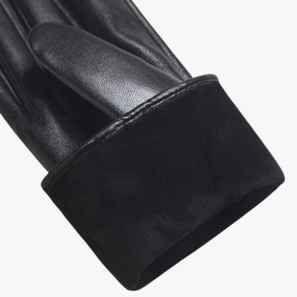Leah | Damen Winterhandschuhe aus PU-Leder mit Touchscreen-Funktion & Windschutz