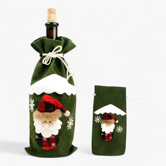 FengRise Dekoration | Flasche Hülle Weihnachtsmann - Geschenkhalter in Weihnachtsstrümpfen - Weihnachtsgeschirr - Neujahrs Geschenk