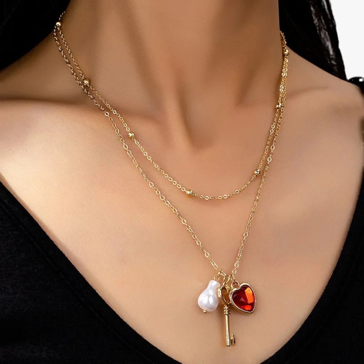 Elsie | Elegante Herz-Halskette mit Perle