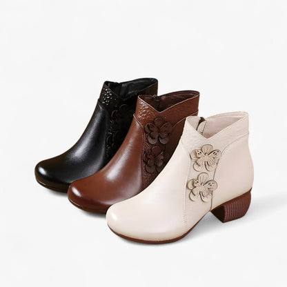 Greta | Retro-Stiefeletten aus echtem Leder mit optischem Absatz