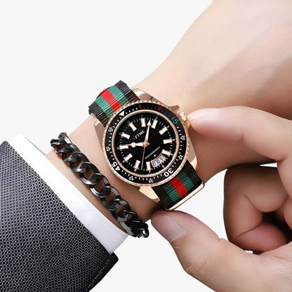 Lincoln | Elegante Uhr mit Nylonarmband und Nachtbeleuchtung