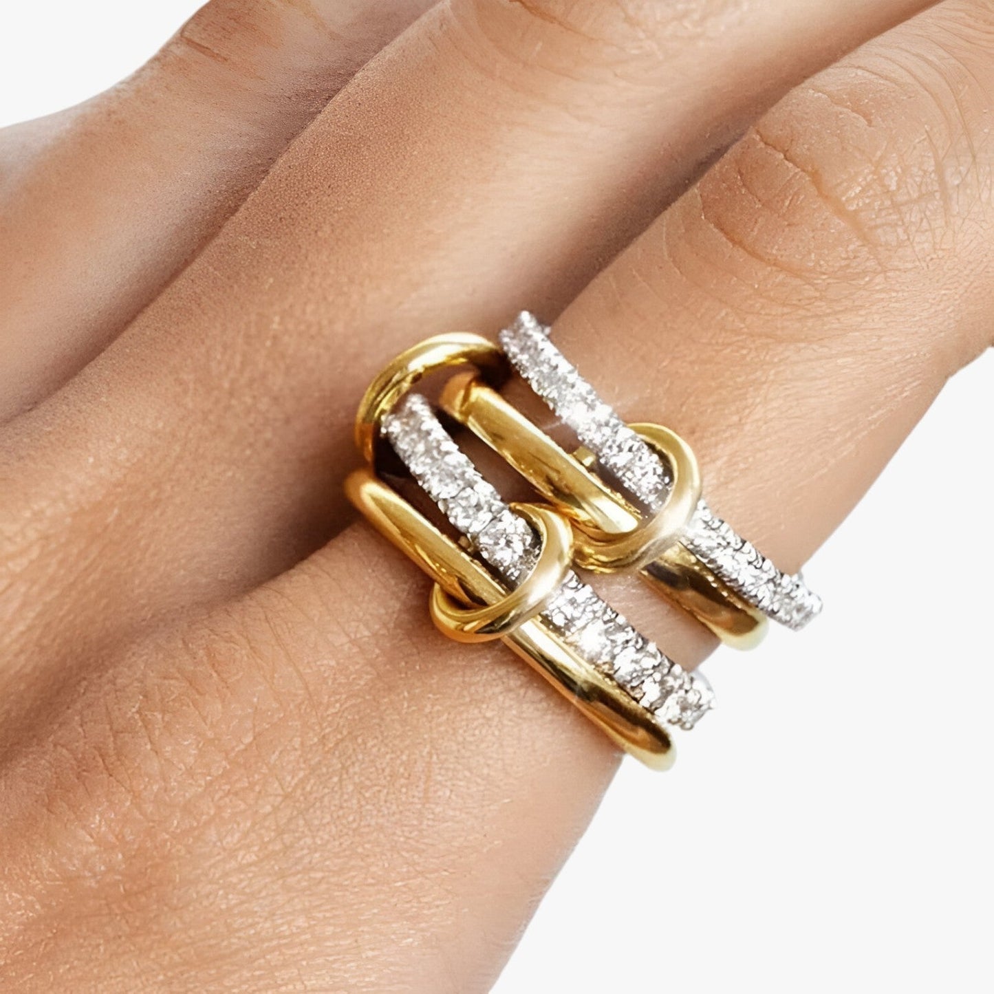 Elise | 18K Gold gestapelte Ringe mit Zirkonia