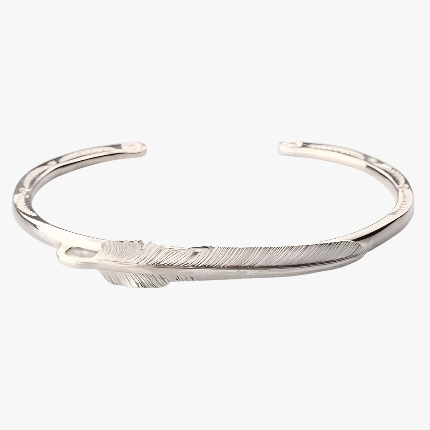 Jayce | Armband aus 925er Silber mit Goldener Feder im Vintage Punk Stil