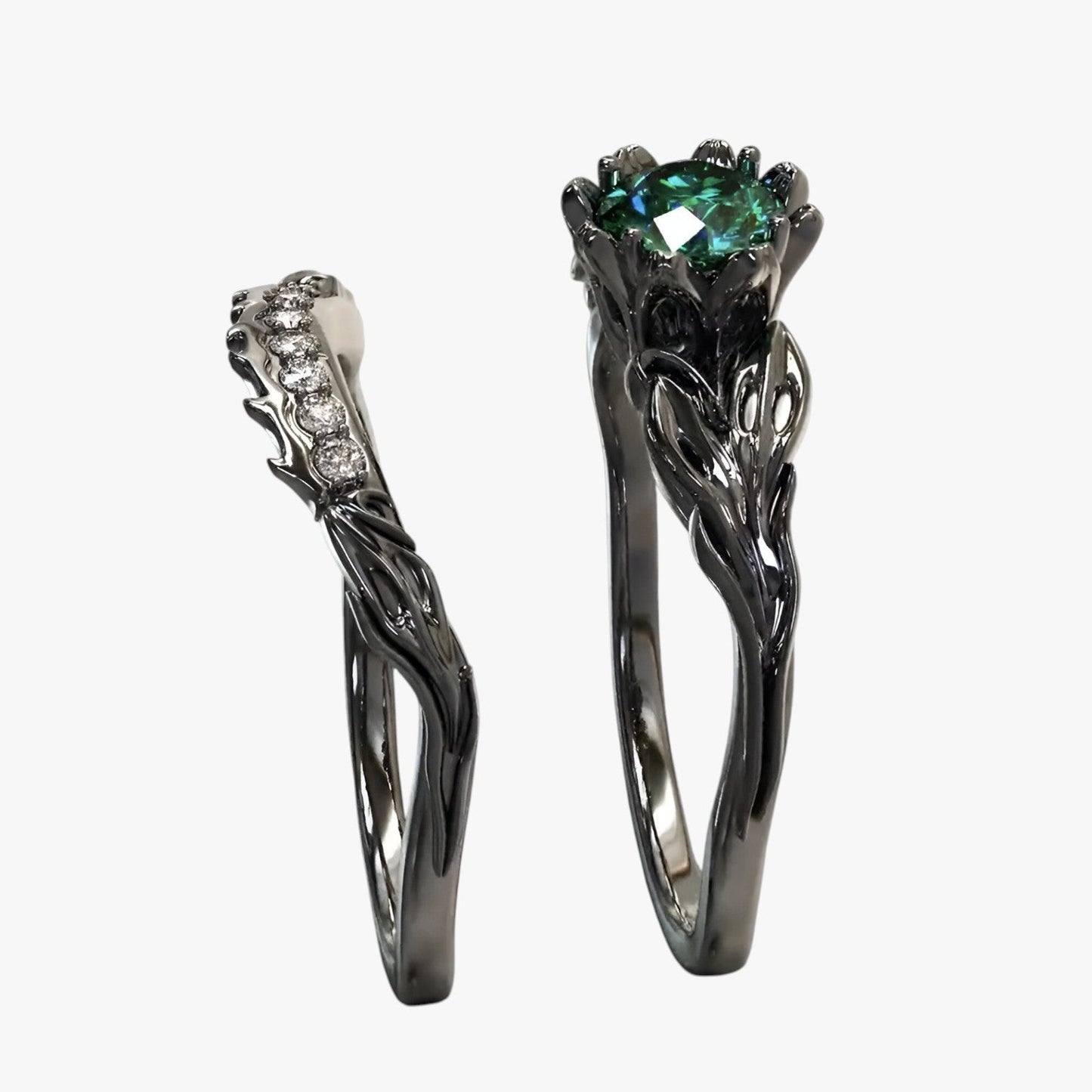 Hazel | Gothic Couple Ringe aus Quarz und Zirkon