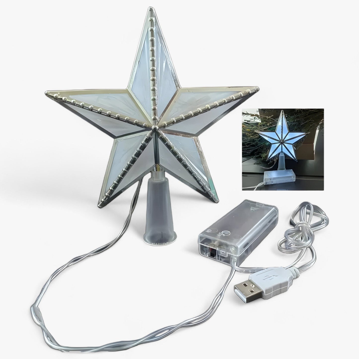 Topper Star | LED Leuchtende Stern mit Fünf Spitzen für den Weihnachtsbaum