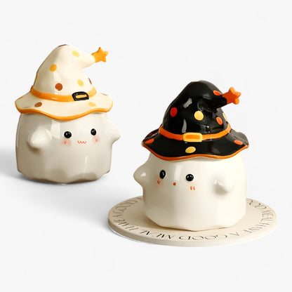 Tassen aus Keramik mit lustigen Gespenstern - Kaffeetassen mit Deckeln für Halloween