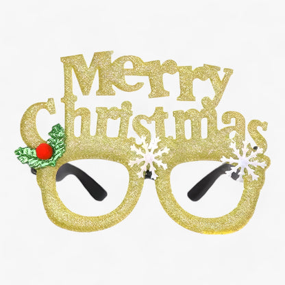 Urlaubsfeiernder | Weihnachtsbrille mit Weihnachtsmann, Weihnachtsbaum und Schneemann - Lustige Accessoires für Festtagsfotos