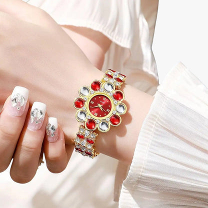 Lilliana | Elegante Armbanduhr mit Blumen-Zifferblatt aus Kristall