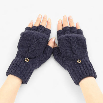 Dicke umgeschlagene gestrickte Handschuhe für Damen - für kaltes Wetter