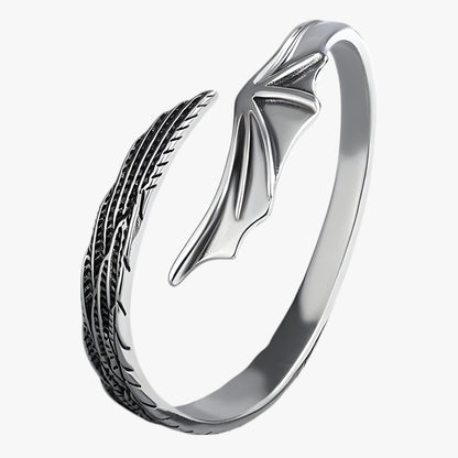 Jayce | Armband aus 925er Silber mit Goldener Feder im Vintage Punk Stil