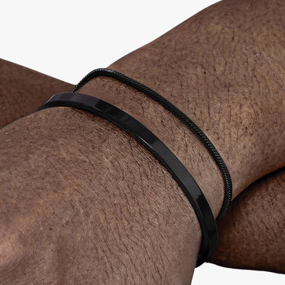 Philip | Set Herren-Stahlarmbänder mit schwarzen Details