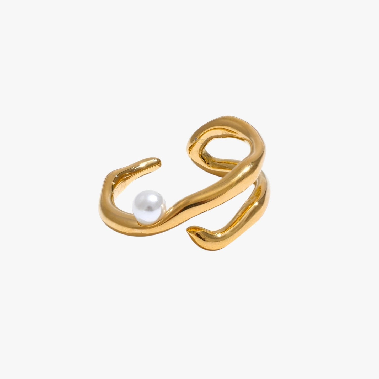 MariJoice | Edelstahlring mit Perle – Zeitlose geometrische Eleganz