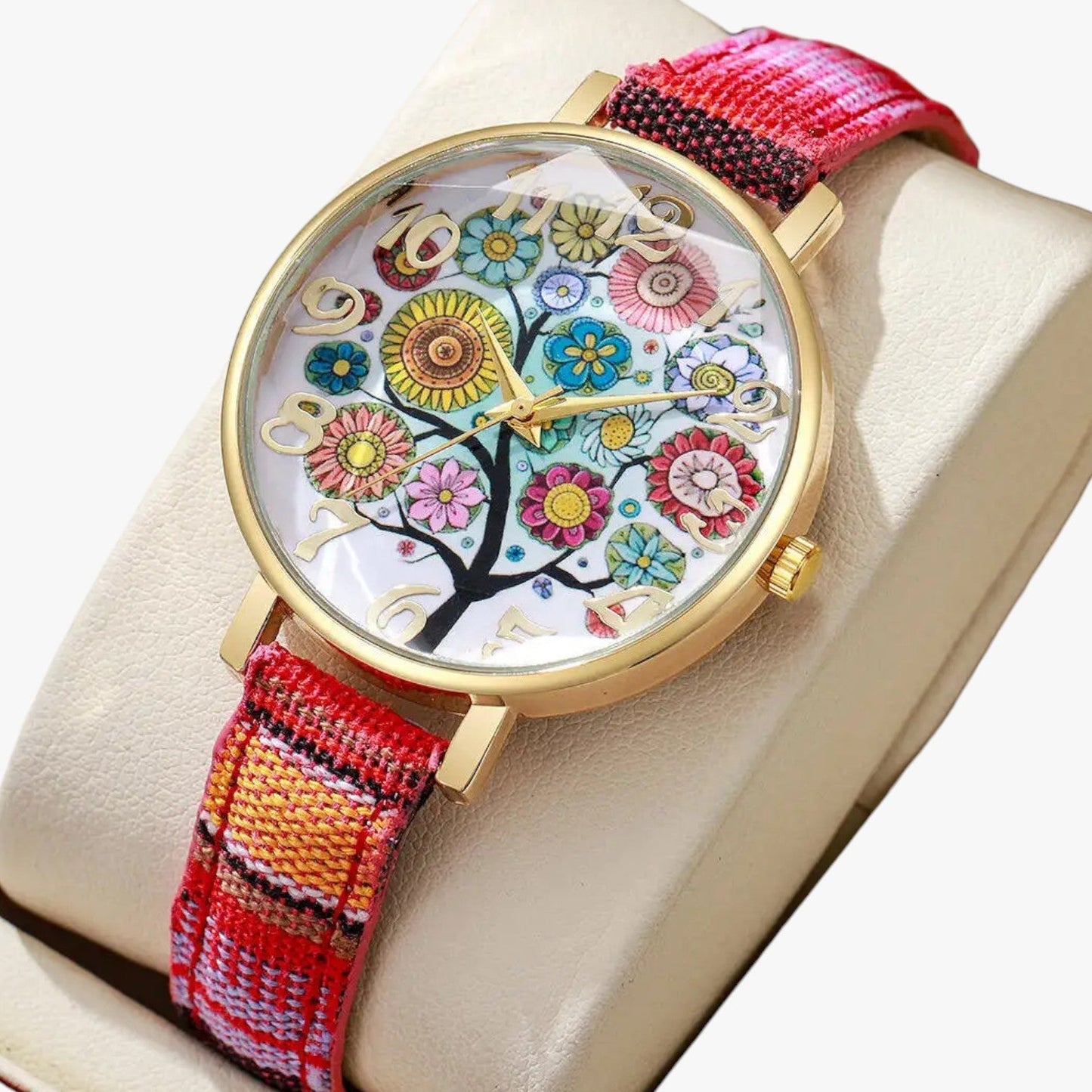 Elora | Vintage Damenuhr mit Blumenmuster