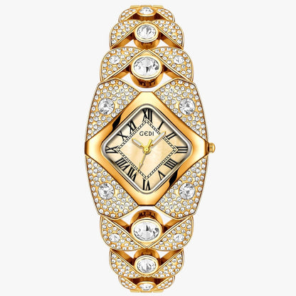 Callie | Damenuhr 2025 Eleganz mit Licht, Diamanten und wasserdichtem Design