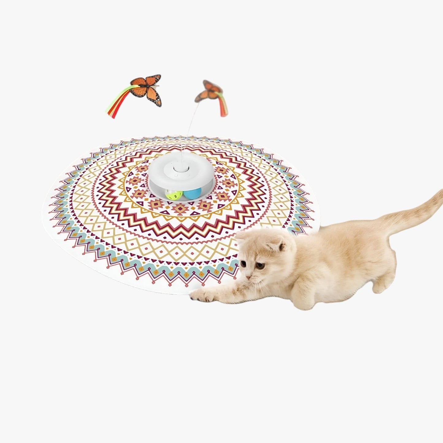 Jacob | Interaktives 4-in-1 Spiel für Katzen, wiederaufladbar, mit Schmetterling und Federn zum Jagen