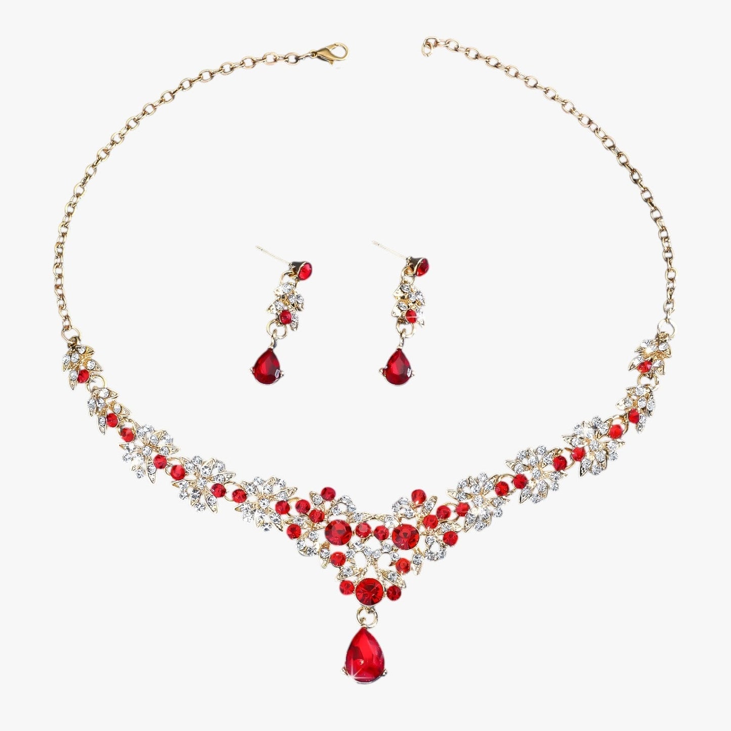 Diana | Elegantes Kristall-Schmuckset in Rot für Hochzeiten und Feiern