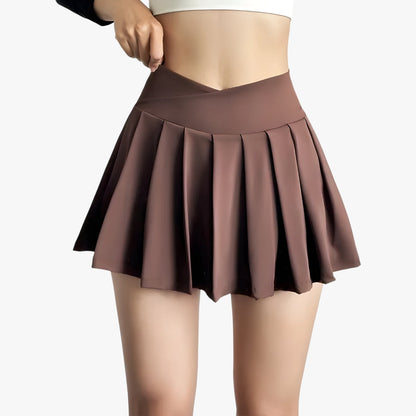 Luna | Hoher taille plissierter sportlicher Rock mit integrierten Shorts