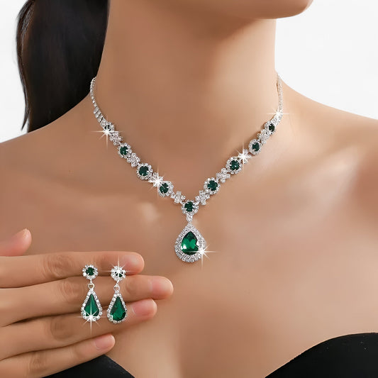 Amanda | Elegantes Hochzeitsset 2 Teile - Tropfenanhänger und Ohrringe
