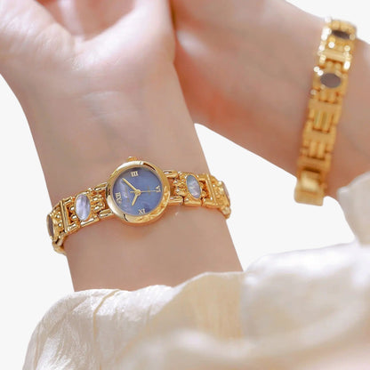 Mira | Elegante Armbanduhr mit Perlmutt-Muschelhalsband