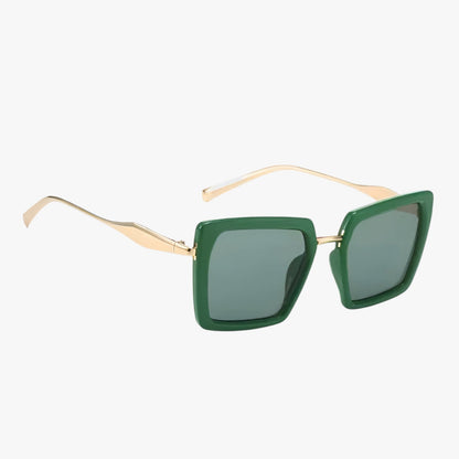 Riley | Vintage quadratische Sonnenbrille mit dunkelgrünen Gläsern